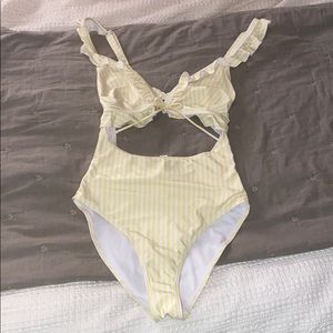 Peek & Beau Fuller Bust Frill Swimsuit in yellow